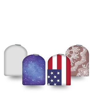 ExpressionMed All Time Best Sellers Variety Pack Omnipod Full Wrap Center Sticker 4-Pack Sticker Variety Most Popular Prints, Vinyl Decoration Pump Design