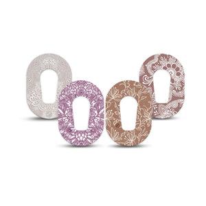 ExpressionMed Cocoa Veil Variety Pack Dexcom G6 Mini Tape, 4-Pack Tape Variety Muted Fine Line Florals, Adhesive Tape CGM Design