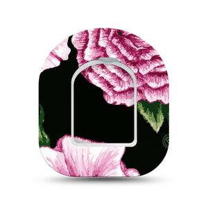 ExpressionMed Intricate Flower Omnipod Surface Center Sticker and Mini Tape Detailed Bloom Vinyl Sticker and Tape Design Pump Design