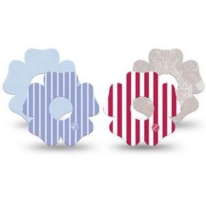ExpressionMed Washed Classics Freestyle Libre 3 and Libre 3 Plus Flower, 4-Pack Tape vintage red blue Adhesive Tape for Continuous Glucose Monitor