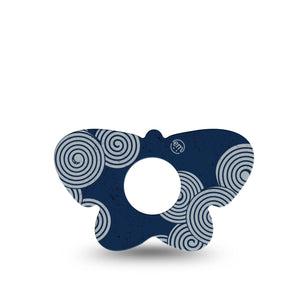ExpressionMed Blue Swirls Infusion Set Butterfly Shape Tape, 5-Pack Tape Navy Spirals, Plaster Continuous Glucose Monitor Design