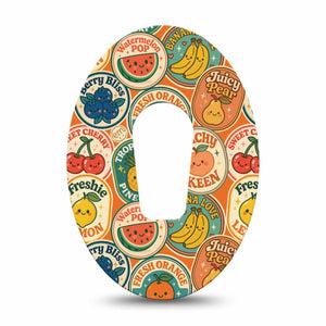 ExpressionMed Fruit Stickers Dexcom G6, Single Tape Adorable food stickers Fixing Ring Tape for Continuous Glucose Monitor