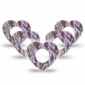 ExpressionMed Stitched Bloom Freestyle Libre, Libre 2 Plus, and Abbott Lingo Heart, 5-Pack Purple embroidery Adhesive Tape for Continuous Glucose Monitor