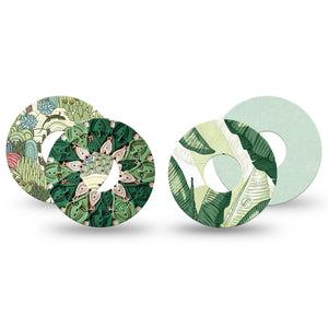 ExpressionMed Tropical Greens Freestyle Libre 3 and Libre 3 Plus, 4-Pack Tape jungle leaf pattern Best Covers for CGM