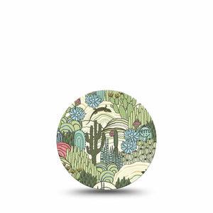 ExpressionMed Cactus Freestyle Libre 3 and Libre 3 Plus Overpatch Single Tape Succulent Garden Plants, Adhesive Patch CGM Design