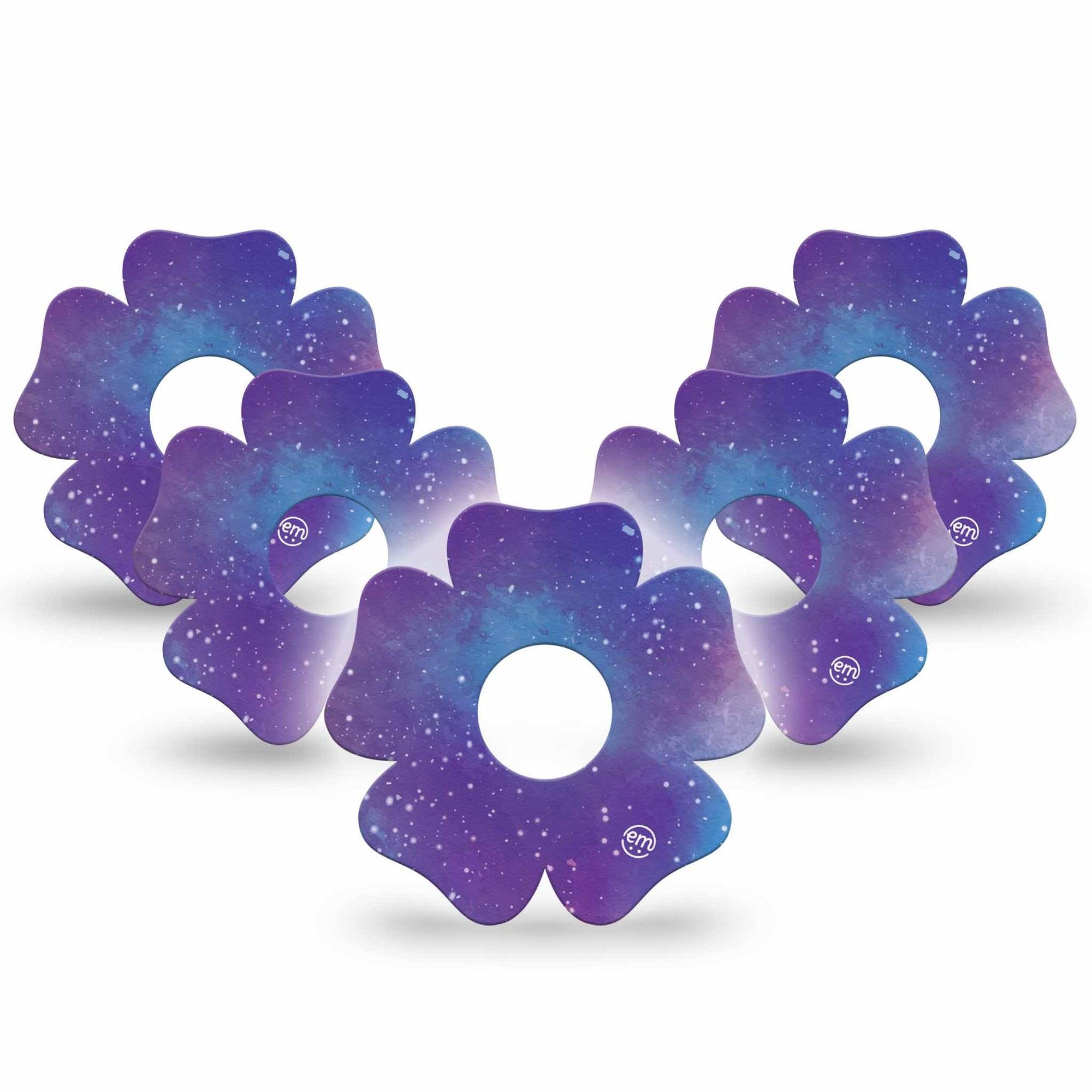 ExpressionMed Galaxy Freestyle Libre 3 and Libre 3 Plus Flower Shape Tape 5-Pack Tape Space Galaxy Overlay Tape CGM Design