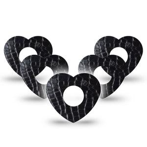 ExpressionMed Black Aligator Skin Infusion Set Heart Shape Tape 10-Pack Tape Animal Skin Style, Adhesive Tape Continuous Glucose Monitor Design