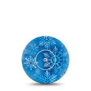 ExpressionMed Falling Snow Freestyle Libre and Libre 2 Plus Sticker and Tape, Abbott Lingo, Frozen Crystals, Adhesive Sticker and Tape Design Continuous Glucose Monitor Design