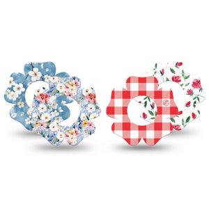 ExpressionMed Liberty Blooms Freestyle Libre, Libre 2 Plus, and Abbott Lingo Flower, 4-Pack Tape patriotic floral Overlay Patch for Continuous Glucose Monitor