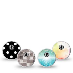 ExpressionMed Disco Pop Freestyle Libre 3 and Libre 3 Plus Sticker, 4-Pack Sticker retro color palette Vinyl Decoration for CGM