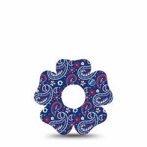 ExpressionMed Independence Paisley Freestyle Libre 3 and Libre 3 Plus Flower Shape Tape Single Tape Fourth of July Ornamental Pattern, Plaster CGM Design