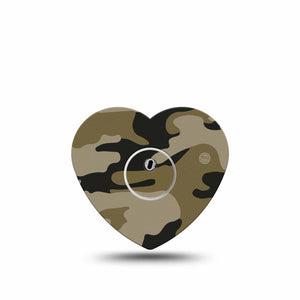 ExpressionMed Camo Freestyle Libre 3 and Libre 3 Plus Heart Shape Tape Single Tape and Single Sticker Gray Pattern Overlay Tape CGM Design