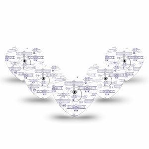 ExpressionMed Airplane Freestyle Libre 3 and Libre 3 Plus Heart Shape Tape 5-Pack Tape and 5-Pack Sticker Glider Planes, Patch CGM Design