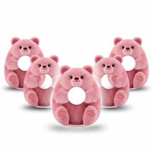 ExpressionMed Bear-y Lovable Infusion Set Gumdrop Shape Tape, 10-Pack Tape Pink bear with heart Adhesive Tape CGM Design