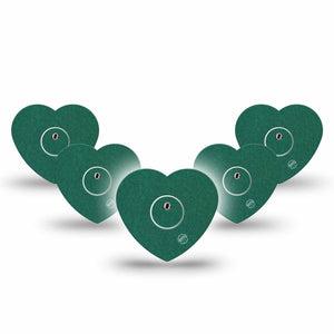 ExpressionMed Forest Green Freestyle Libre 3 and Libre 3 Plus Heart Shape Tape, 5-Pack Tape and 5-Pack Sticker Basic Color, Patch CGM Design