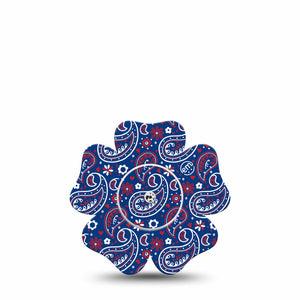 ExpressionMed Independence Paisley Freestyle Libre 2 and Libre 2 Plus Flower Shape Tape, Abbott Lingo, Single Tape and Single Sticker Fourth of July Ornamental Pattern, Plaster CGM Design