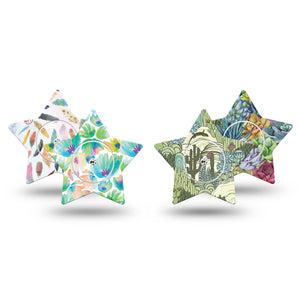 ExpressionMed Desert Succulent Variety Pack  Freestyle Libre 2 and Libre 2 Plus Star Shape Tape, Abbott Lingo, 4-Pack Tape and 4-Pack Sticker Variety Cactus and Feathers, Adhesive Tape CGM Design