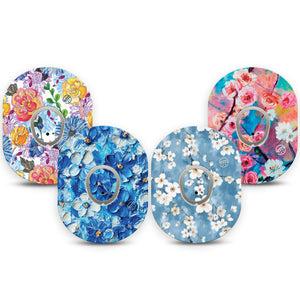 ExpressionMed Sakura Sky Variety Pack Dexcom G7 Tape, Dexcom Stelo Glucose Biosensor System, 4-Pack Tape and 4-Pack Sticker Variety Cute Cherry Blossoms, Overlay Tape CGM Design