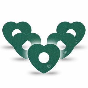 ExpressionMed Forest Green Freestyle Libre 3 and Libre 3 Plus Heart Shape Tape, 5-Pack Tape Basic Color, Patch CGM Design