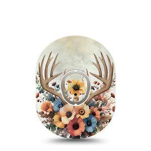 ExpressionMed Floral Antlers Dexcom G7 Sticker and Tape, Dexcom Stelo Glucose Biosensor System,  Antler Bouquet, Vinyl Sticker and Tape Pairing Continuous Glucose Monitor Design