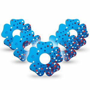 ExpressionMed Confetti Stars Freestyle Libre 3 and Libre 3 Plus Flower Shape Tape 5-Pack Tape United States Inspired Star Confetti, Overlay Tape CGM Design