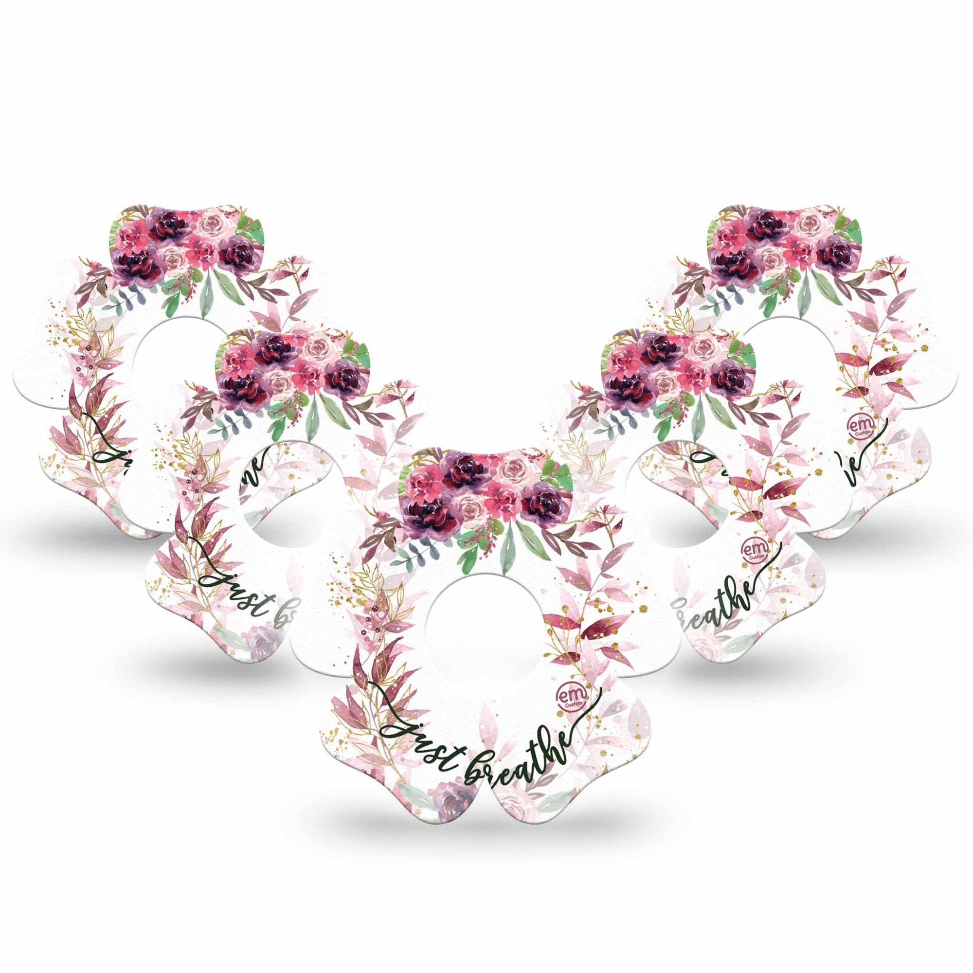 ExpressionMed Just Breathe Freestyle Libre 3 and Libre 3 Plus Flower Shape Tape 5-Pack Tape Refreshing Air, Plaster CGM Design