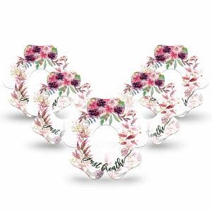 ExpressionMed Just Breathe Freestyle Libre 3 and Libre 3 Plus Flower Shape Tape 5-Pack Tape Refreshing Air, Plaster CGM Design