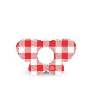 ExpressionMed Red Gingham Infusion Butterfly, 5-Pack vintage picnic plaid Vinyl Decoration For Insulin Pump