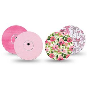 ExpressionMed Soft Pink Freestyle Libre 3 and Libre 3 Plus, tape and sticker  Solids and prints mix Fixing Ring Tape for Continuous Glucose Monitor