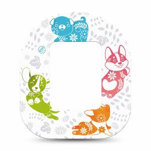 ExpressionMed Gooseberry Puppies Tandem Mobi Adhesive Patch, Single, Pyrex Puppy Themed Pump Adhesive Tape Design,