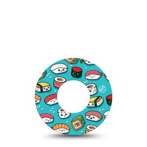 ExpressionMed Silly Sushi Freestyle Libre Tape, Abbott Lingo,  Single Animated Sushi Rolls Fixing Ring Tape Continuous Glucose Monitor Design