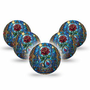 ExpressionMed Enchanted Rose Freestyle Libre 3 and Libre 3 Plus OverPatch, 5-Pack fairytale flower style Plaster for Continuous Glucose Monitor