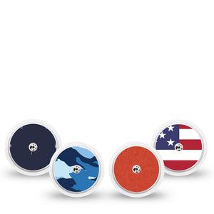 ExpressionMed USA Basics Freestyle Libre, Libre 2 Plus, and Abbott Lingo Sticker, 4-Pack Sticker classic usa colors Overlay Patch for Continuous Glucose Monitor
