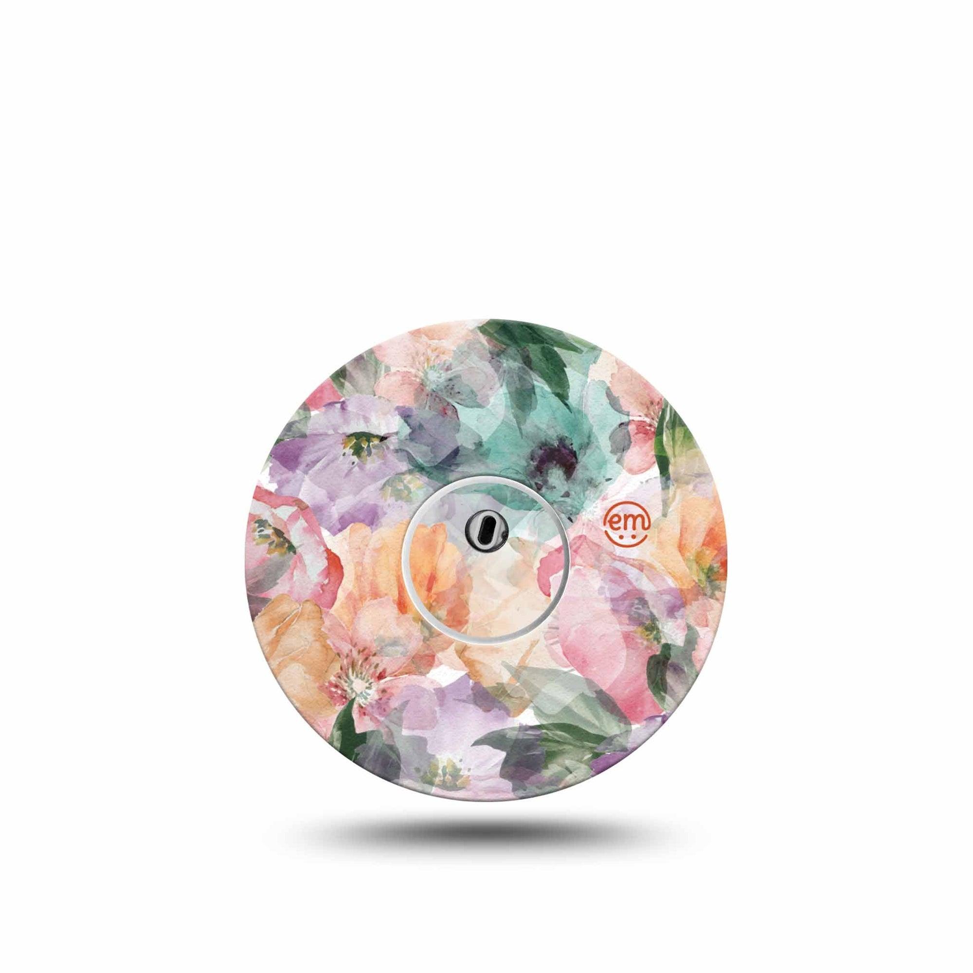 ExpressionMed Flower Clouds Freestyle Libre 3 Tape Single Tape and Single Sticker Soft-Colored Petals, Adhesive Tape CGM Design