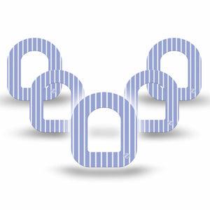 ExpressionMed Blue Stripes Omnipod Mini, 5-Pack Blue coastal stripe Sensor Cover For Insulin Pump