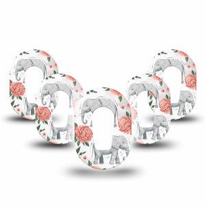 ExpressionMed Sweet Elephants Dexcom G6 Mini, 5-Pack adorable elephant style Waterproof Plaster for Continuous Glucose Monitor