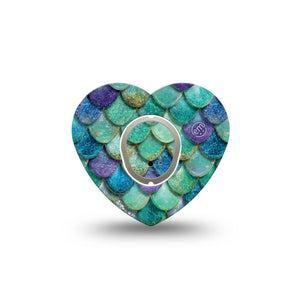 ExpressionMed Mermaid Scales Dexcom G7 and Dexcom Stelo Glucose Biosensor System Heart, Single Tape and Single Sticker aquatic texture design Best Covers for CGM
