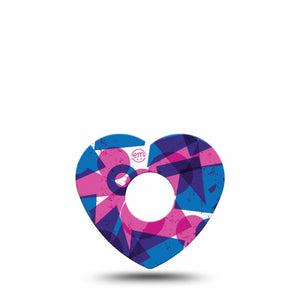 ExpressionMed Violet Vortex Freestyle Libre 3 and Libre 3 Plus Heart Shape Tape Single Tape Fun Geometric Shapes, Patch CGM Design