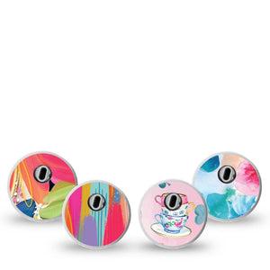 ExpressionMed Soft-Tone Freestyle Libre 3 and Libre 3 Plus Sticker, 4-Pack Sticker soft abstract style Vinyl Decoration for CGM