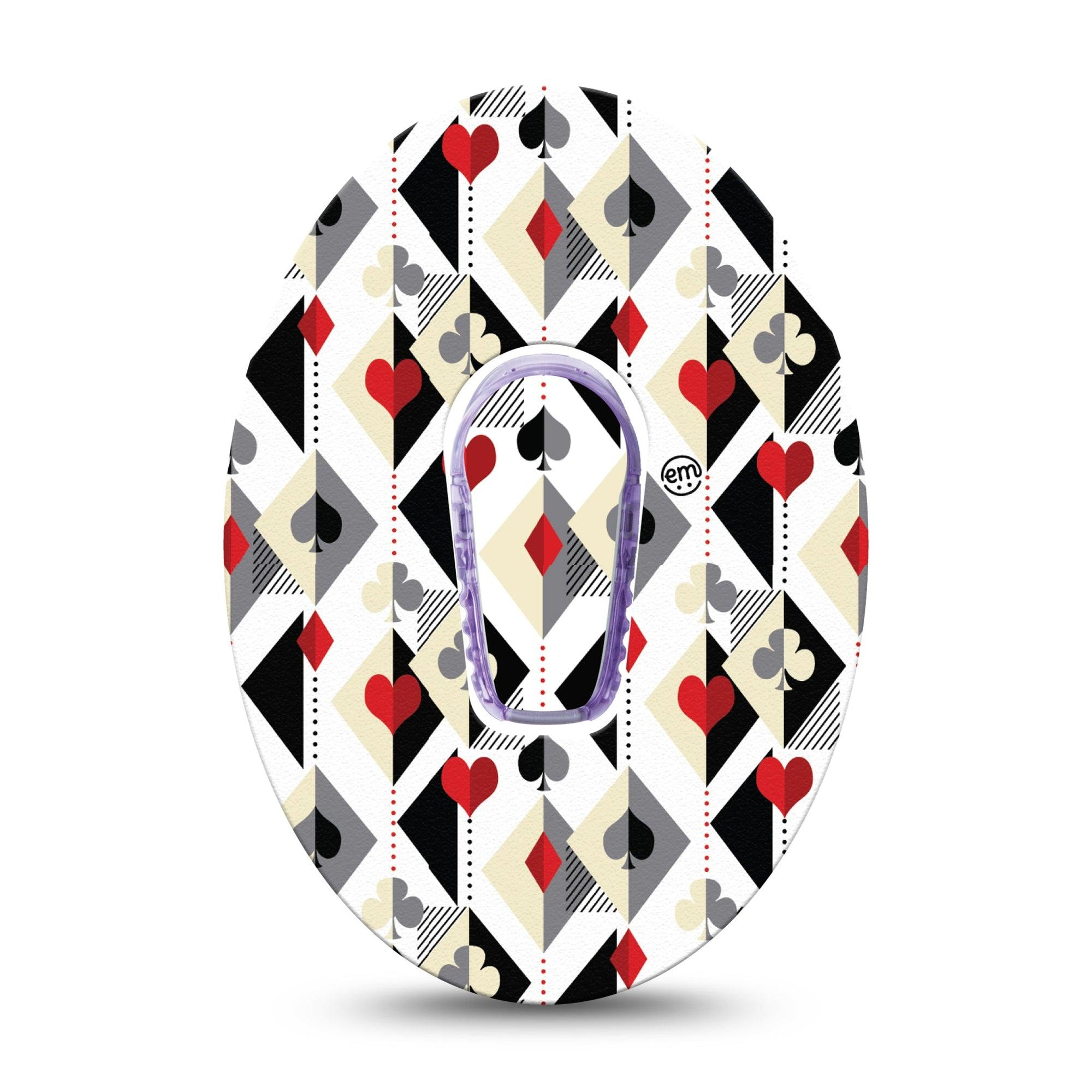 ExpressionMed Playing Cards Dexcom G6 Tape Single Tape and Single Sticker Deck Of Cards Print, Plaster Continuous Glucose Monitor Design