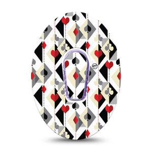 ExpressionMed Playing Cards Dexcom G6 Sticker and Tape  Red White Gray Colored Playing Cards, Vinyl Sticker and Tape Design CGM Design