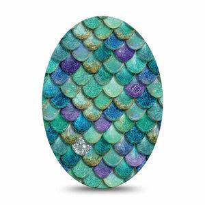 ExpressionMed Mermaid Scales Medtronic Guardian Enlite Universal Oval, Single Tape iridescent scale design Vinyl Decoration for CGM