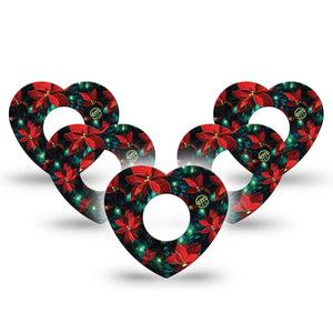 ExpressionMed Christmas Floral Infusion Set Heart Shape Tape, 10-Pack Tape Christmas Floral, Adhesive Tape Continuous Glucose Monitor Design