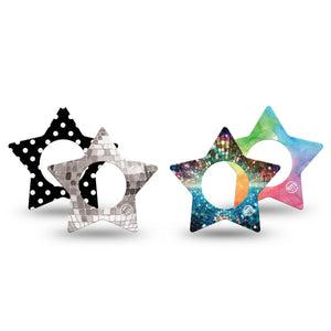 ExpressionMed Disco Pop Freestyle Libre, Libre 2 Plus, and Abbott Lingo Star, 4-Pack Tape funky graphic style Sensor Cover for Continuous Glucose Monitor