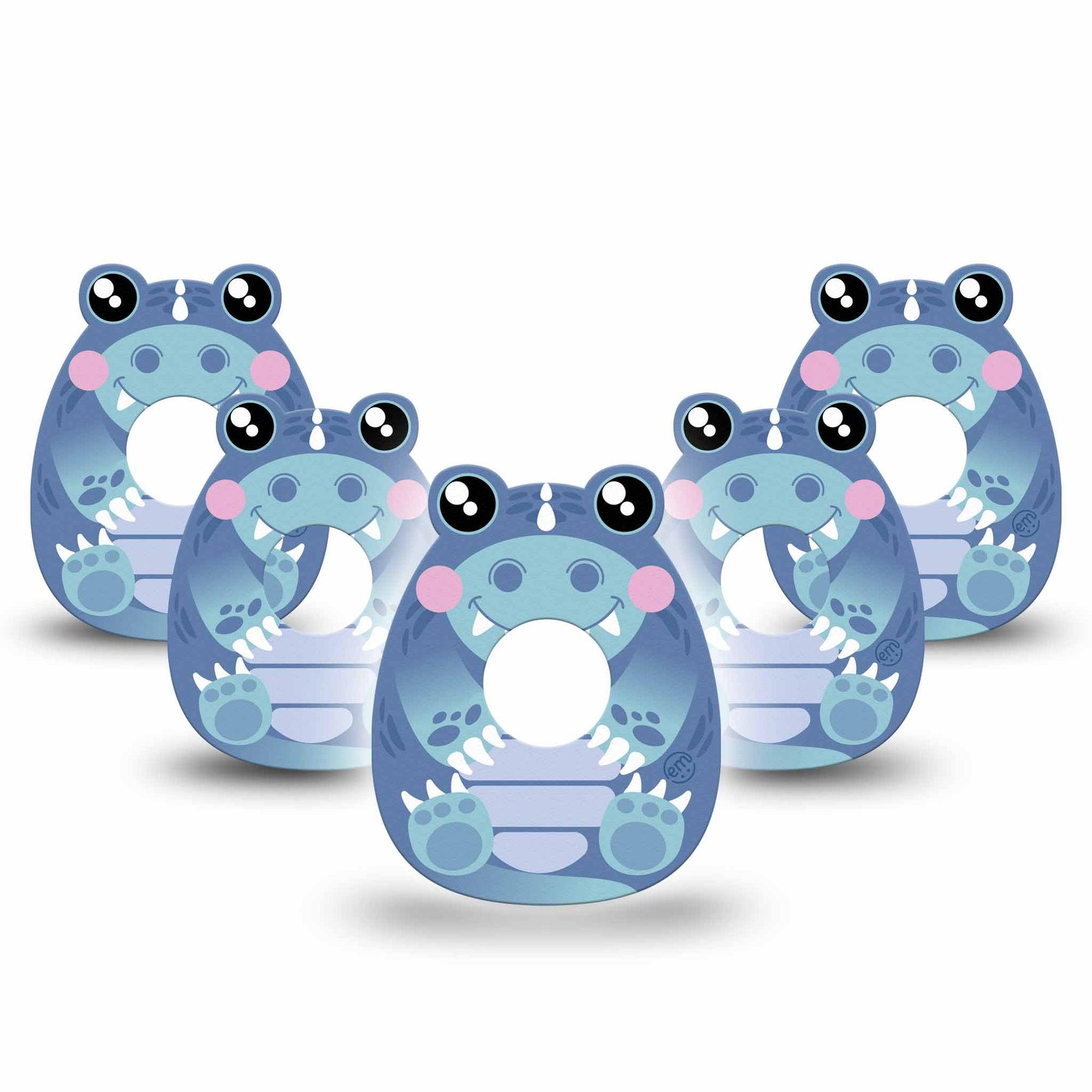 ExpressionMed Blue Dinosaur Infusion Set Gumdrop Shape Tape 10-Pack Tape Adorable Squishmellow Inspired Shape Adhesive Tape CGM Design