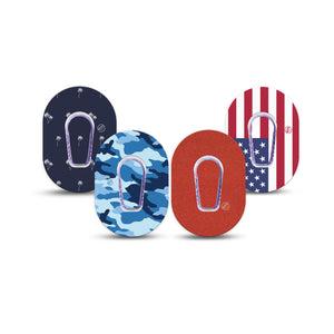 ExpressionMed USA Basics Dexcom G6 Mini, tape and sticker  americana colors Waterproof Adhesive Tape for CGM