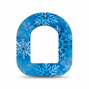 ExpressionMed Falling Snow Omnipod Mini Tape, Single Tape Icy Blue Snowflakes, Adhesive Tape Pump Design