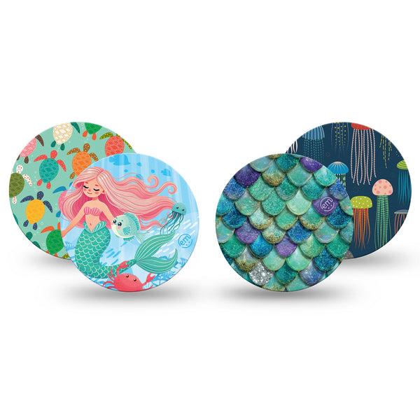 ExpressionMed Tidepool Freestyle Libre 3 and Libre 3 Plus OverPatch, 4-Pack Tape whimsical tidepool marine art Plaster for CGM