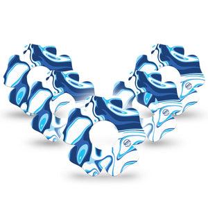 ExpressionMed Blue Marble Infusion Set Flower Shape Tape 10-Pack Tape Marble Swirl, Plaster Continuous Glucose Monitor Design