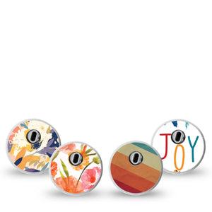ExpressionMed Jewel Tone Glow Variety Pack Freestyle Libre 3 Sticker, 4-Pack Sticker Variety Winter Floral Theme, Decorative Decal CGM Design